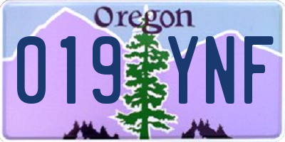 OR license plate 019YNF