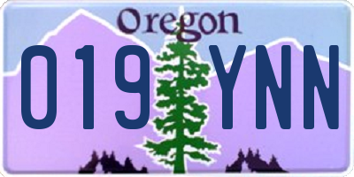 OR license plate 019YNN