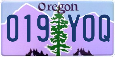 OR license plate 019YOQ