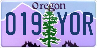 OR license plate 019YOR