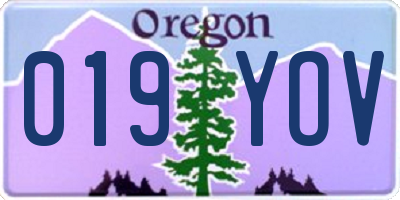 OR license plate 019YOV