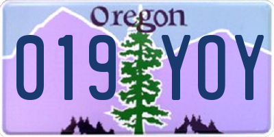 OR license plate 019YOY