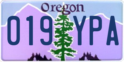 OR license plate 019YPA