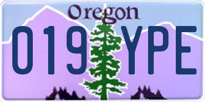 OR license plate 019YPE