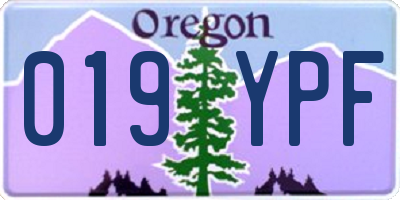 OR license plate 019YPF