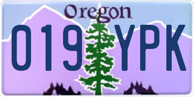 OR license plate 019YPK