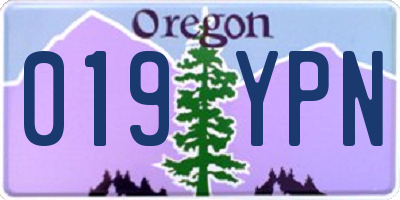 OR license plate 019YPN