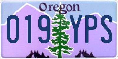 OR license plate 019YPS
