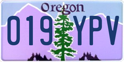 OR license plate 019YPV