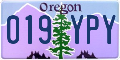 OR license plate 019YPY