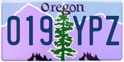 OR license plate 019YPZ