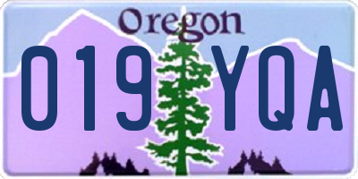 OR license plate 019YQA
