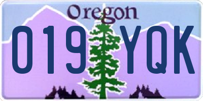 OR license plate 019YQK