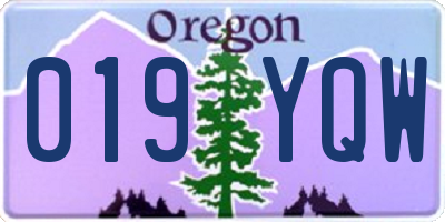 OR license plate 019YQW
