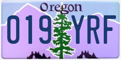 OR license plate 019YRF