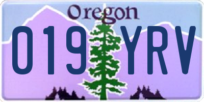 OR license plate 019YRV