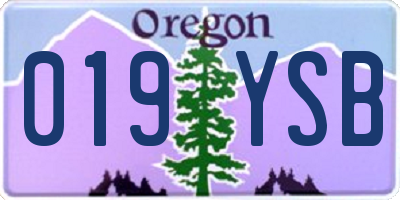 OR license plate 019YSB