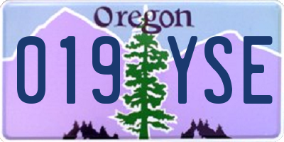 OR license plate 019YSE