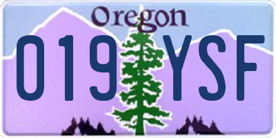 OR license plate 019YSF