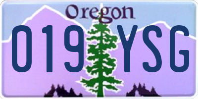 OR license plate 019YSG