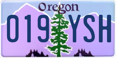 OR license plate 019YSH