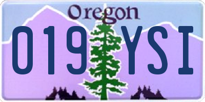 OR license plate 019YSI