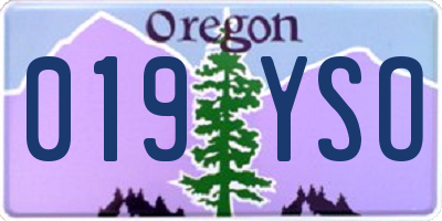 OR license plate 019YSO