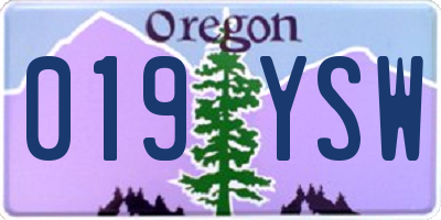 OR license plate 019YSW