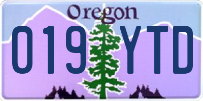 OR license plate 019YTD