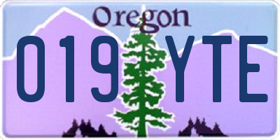 OR license plate 019YTE