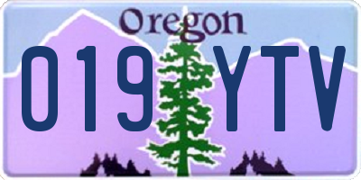 OR license plate 019YTV