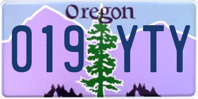 OR license plate 019YTY