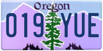 OR license plate 019YUE