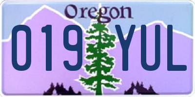 OR license plate 019YUL
