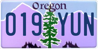OR license plate 019YUN