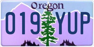 OR license plate 019YUP