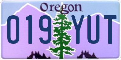 OR license plate 019YUT