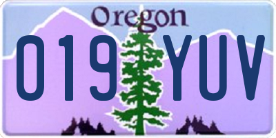 OR license plate 019YUV