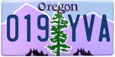 OR license plate 019YVA