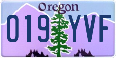 OR license plate 019YVF