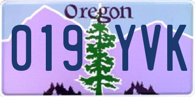 OR license plate 019YVK