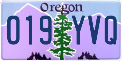OR license plate 019YVQ