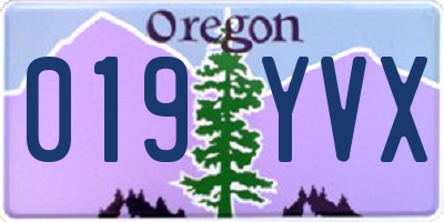 OR license plate 019YVX
