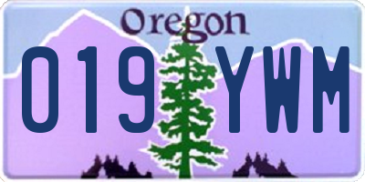 OR license plate 019YWM