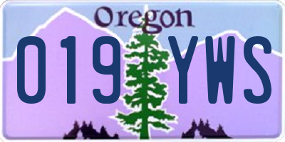 OR license plate 019YWS