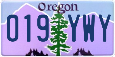 OR license plate 019YWY