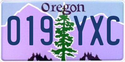OR license plate 019YXC