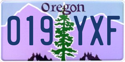 OR license plate 019YXF