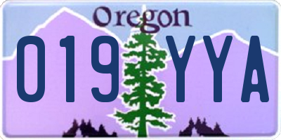 OR license plate 019YYA