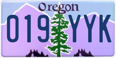 OR license plate 019YYK